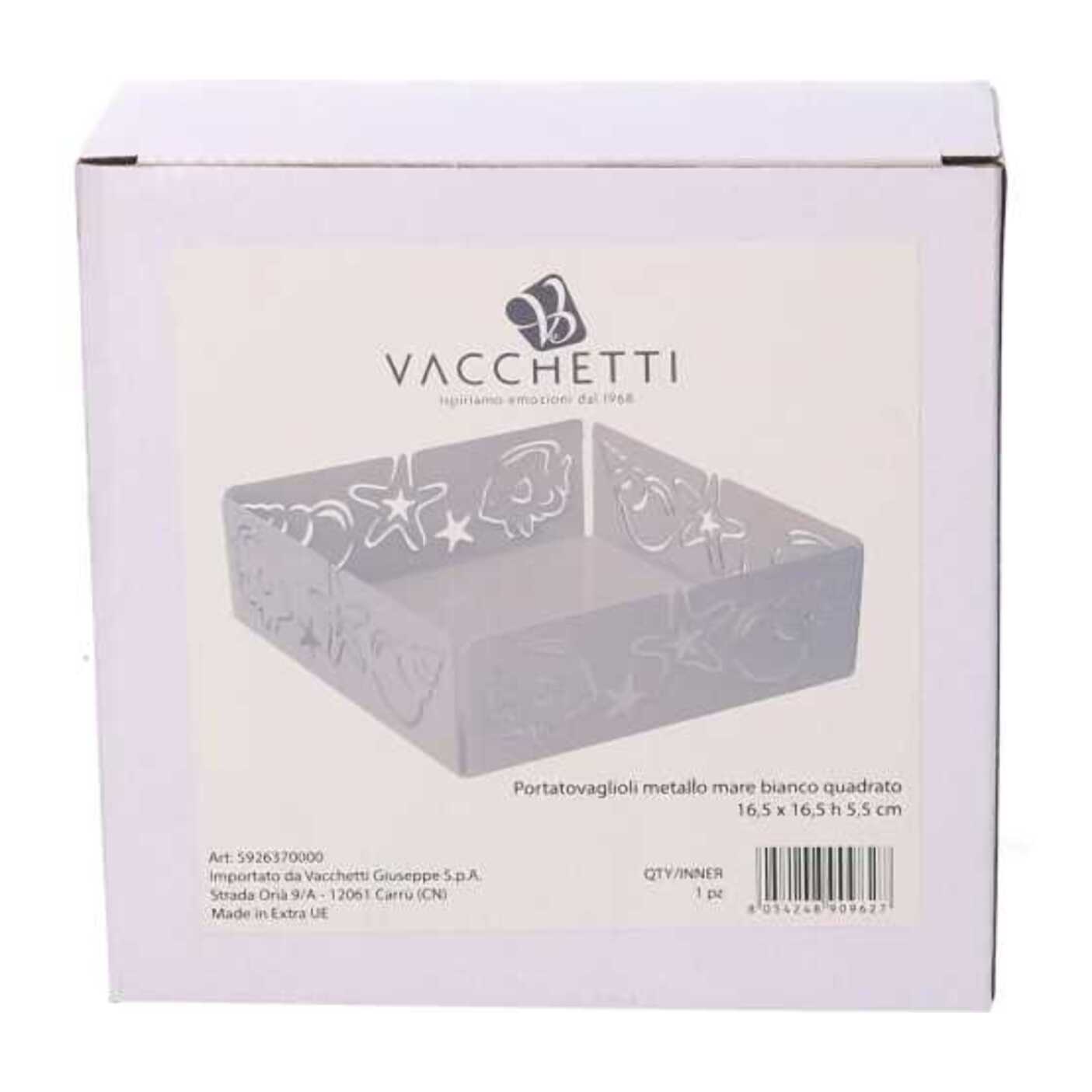 Portatovaglioli in metallo mare bianco quadrato cm16,5x16,5x5,5