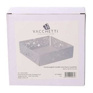 Portatovaglioli in metallo mare bianco quadrato cm16,5x16,5x5,5