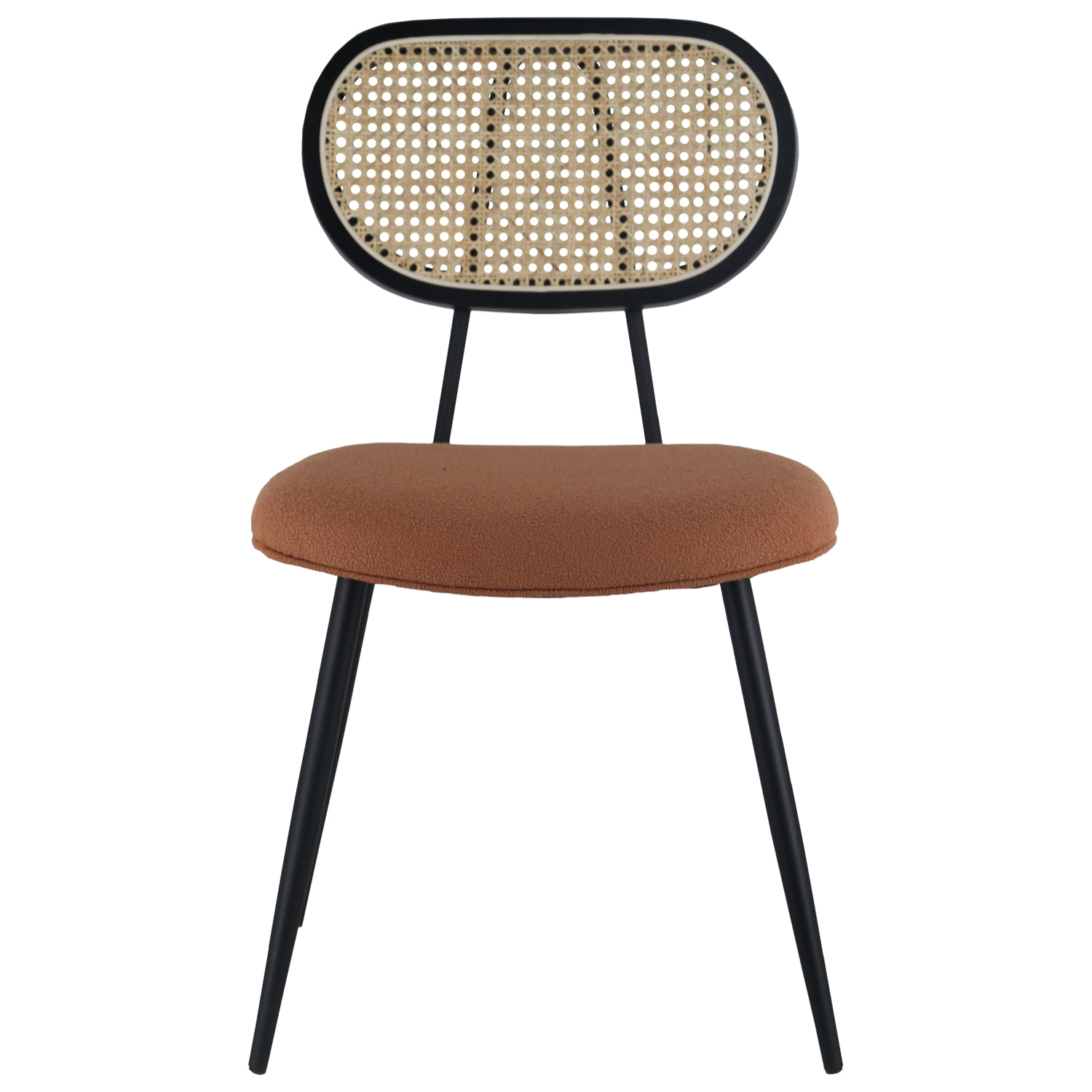 Lot de 2 chaises en cannage et tissu boucle rouille ELENA