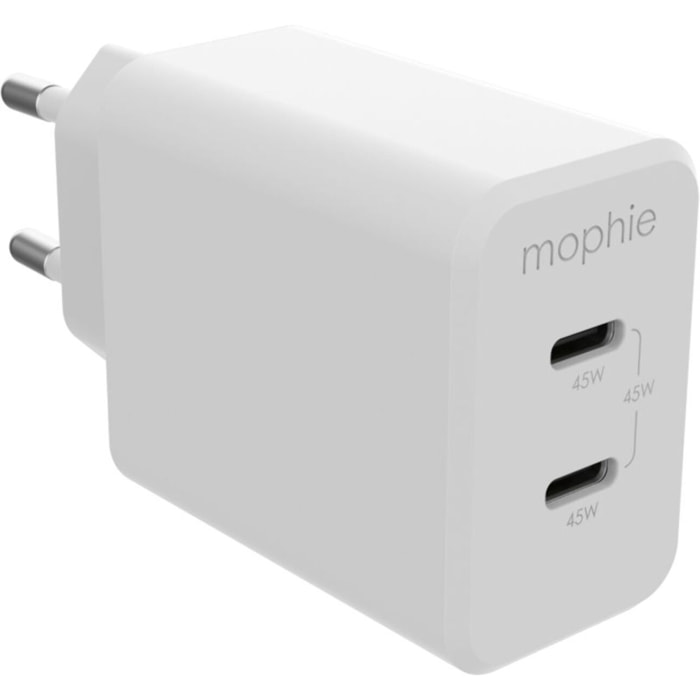 Chargeur secteur MOPHIE 45W duo Power Delivery Blanc x2 USB-C