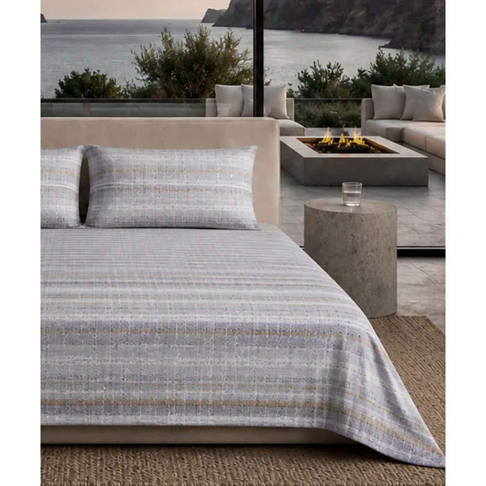 Completo Lenzuola Trama Grigio 100% Cotone e Made in Italy con stampa digitale HD
