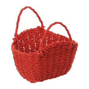 Borsina Di Carta Con Manici. Larghezza 12 Cm - Pezzi 12 - 12X9,5X7cm - Colore: Rosso - Bianchi Dino - Cesti Mini