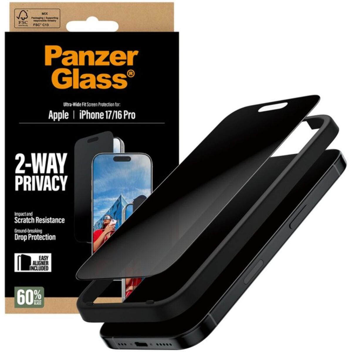 Protège écran PANZERGLASS iPhone 17 / 16 Pro Privacy