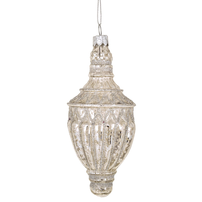 Ornamento Vetro - Pezzi 6 - Colore Argentato - 6x15Hx6cm - Bianchi Dino