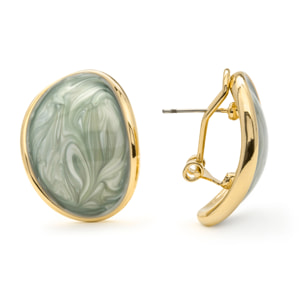Pendientes de Lacado Verde acabado en oro amarillo 18k