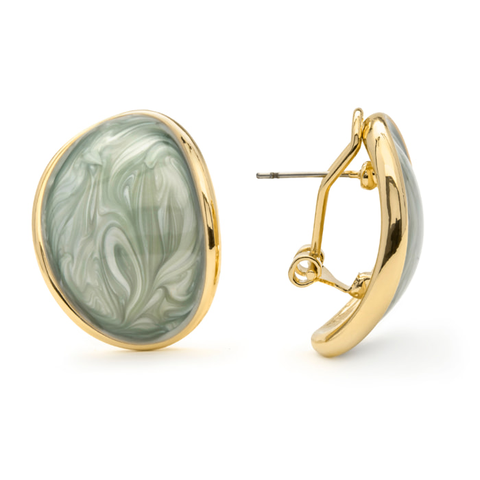 Pendientes de Lacado Verde acabado en oro amarillo 18k
