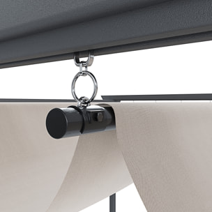 Gazebo Pergola 3x3 M Pergolato Telo Impermeabile Retrattile Struttura In Acciaio Giardino Terrazzo Piscina Esterno Fiere Campeggio Design Beige