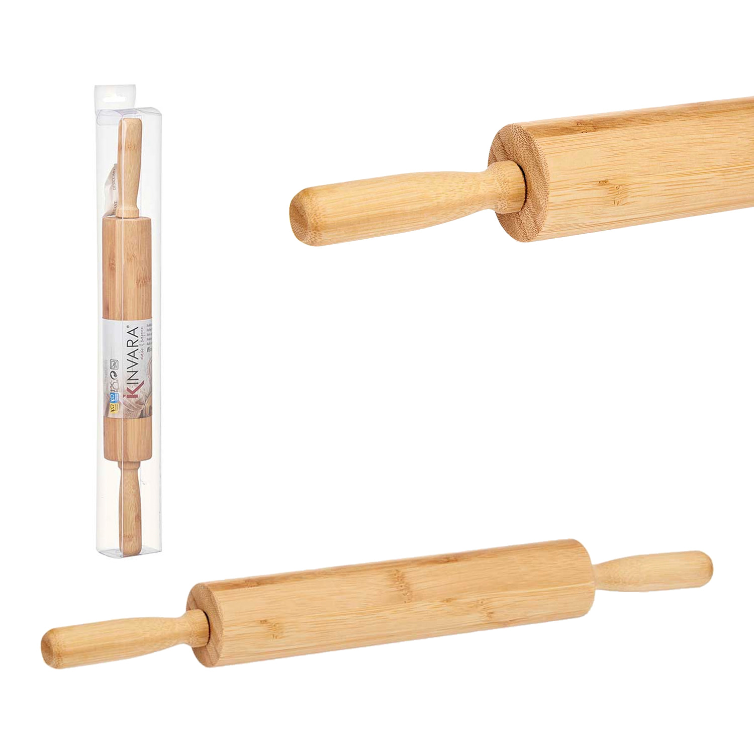 Rodillo para amasar de bambú 45x5x5cm.