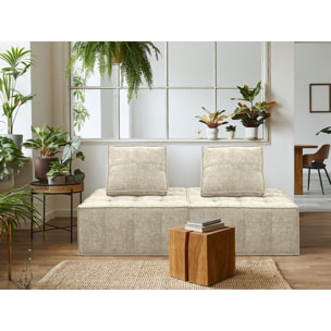 Lot de 2 chauffeuses pour canapé modulables en tissu texturé "Velluto" - Beige
