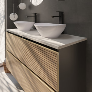 YINU SALLE DE BAIN | 141 CM NOIR - SOLOMON | 4 TIROIRS | LAVABO SUR PLAN | N'INCLUT PAS MIROIR | ALDAY