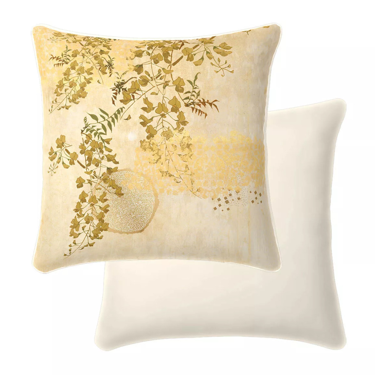 Taie d'oreiller satin de coton imprimé jaune or Soleil d'or dore
