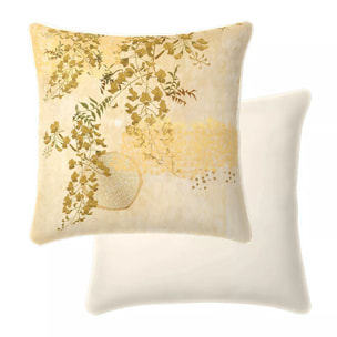 Taie d'oreiller satin de coton imprimé jaune or Soleil d'or dore