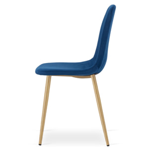 Set di 4 sedie Padva in velluto blu e gambe effetto rovere