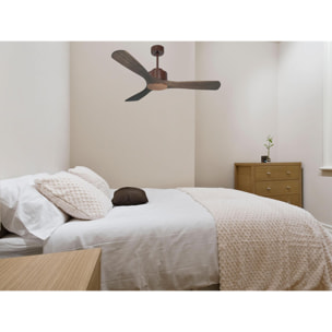 Ventilateur de plafond ø132 cm avec Wifi Réversible Hypersilence 40   W brun