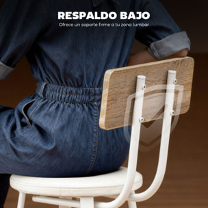 Juego de 2 Taburetes de Bar, Taburetes Altos de Cocina con Respaldo y Reposapiés, Tapizados de PU, Asiento de 75,5 cm de Altura, Fácil Montaje, Estilo Industrial, Natural y Blanco