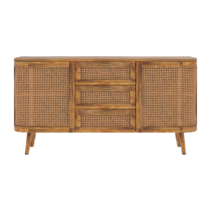 Buffet 2 portes et 3 tiroirs en cannage - Wava