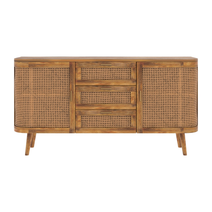 Buffet 2 portes et 3 tiroirs en cannage - Wava