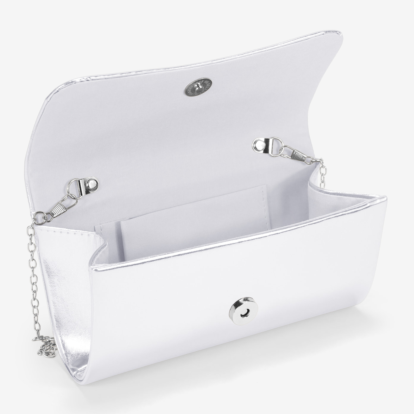 Bolso de fiesta plateado con solapa