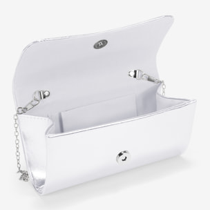 Bolso de fiesta plateado con solapa
