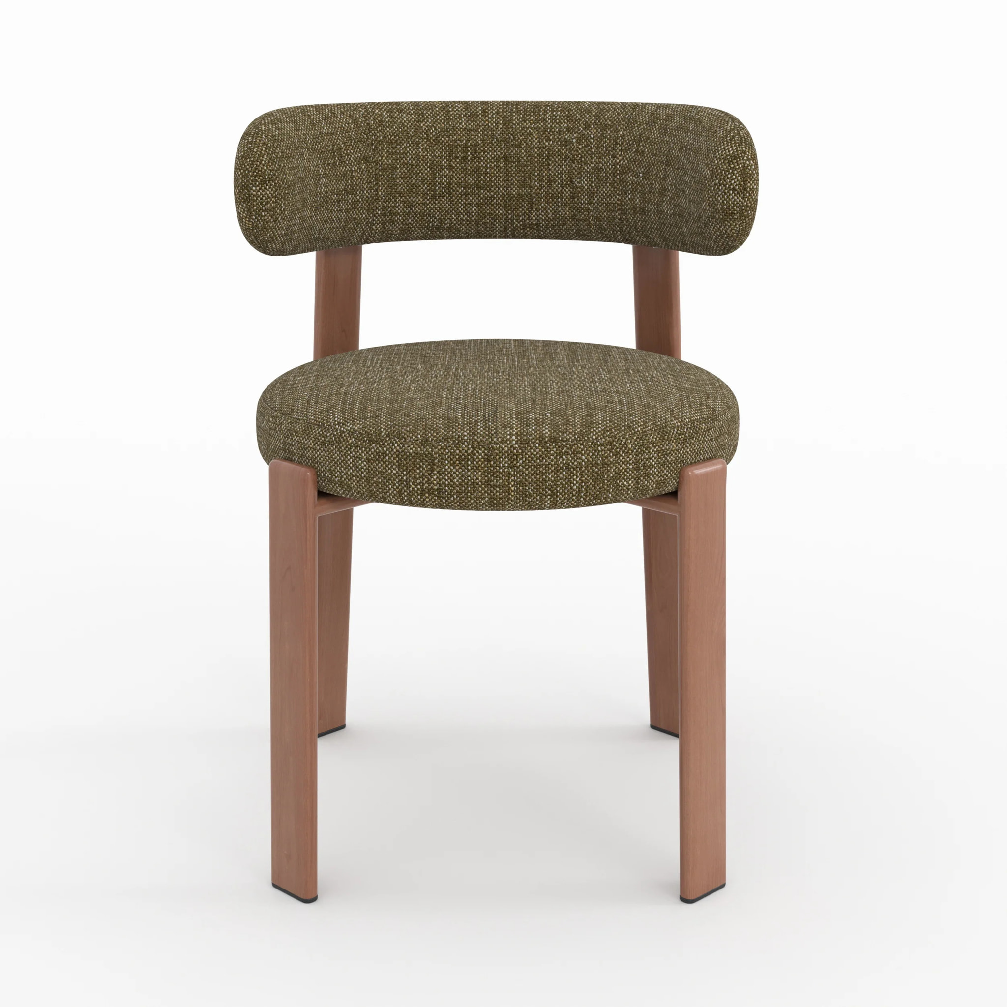 Lot de 2 chaises en tissu texturé vert kaki, pieds en métal - Aura