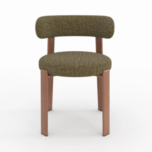 Lot de 2 chaises en tissu texturé vert kaki, pieds en métal - Aura