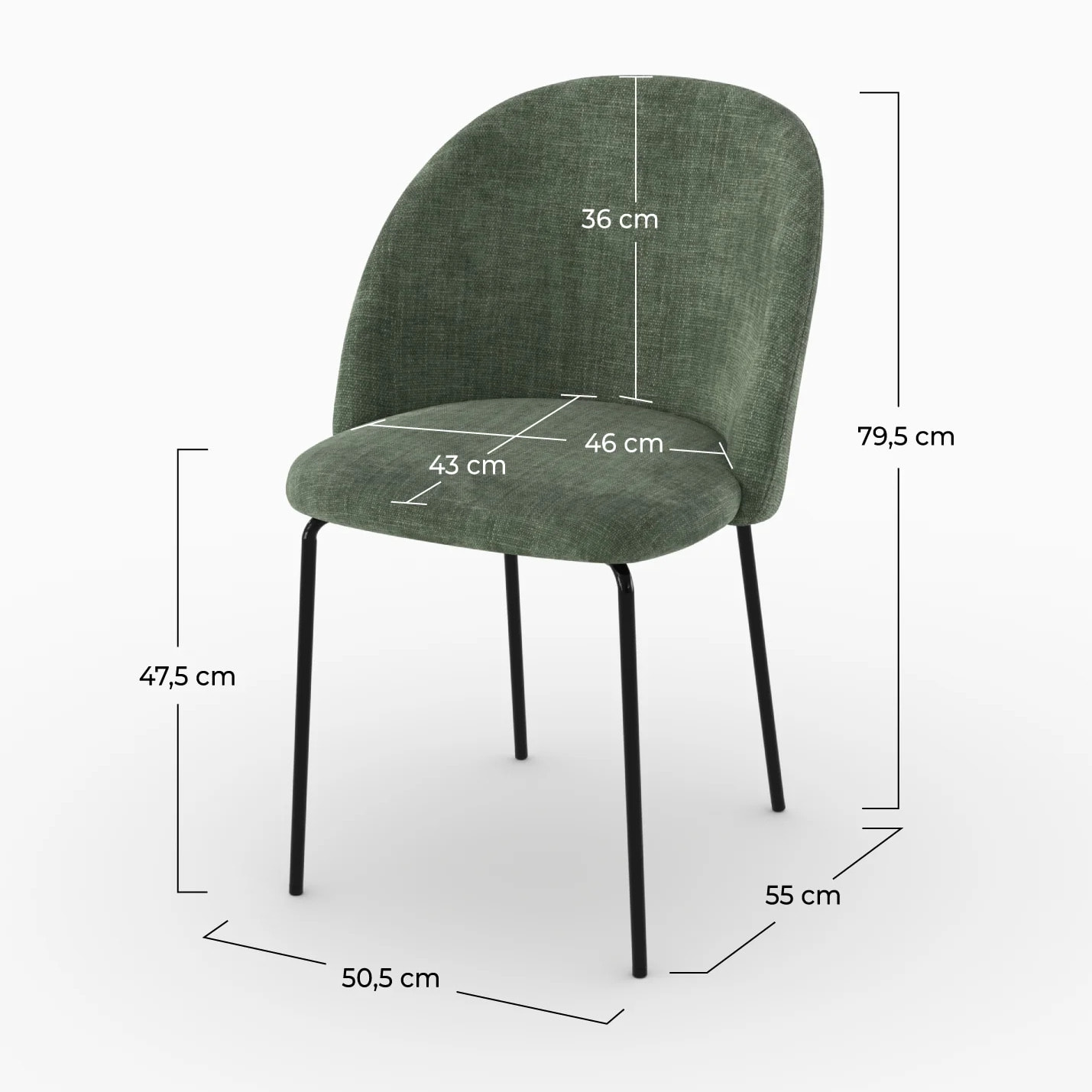 Lot de 2 chaises en tissu texturé vert sapin - Karl