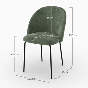 Lot de 2 chaises en tissu texturé vert sapin - Karl
