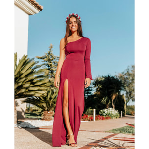 Vestido largo asimétrico con abertura