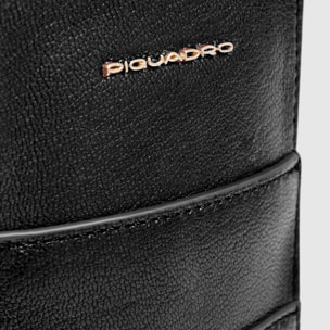 Piquadro Porta telefono da collo in pelle con porta carte di credito