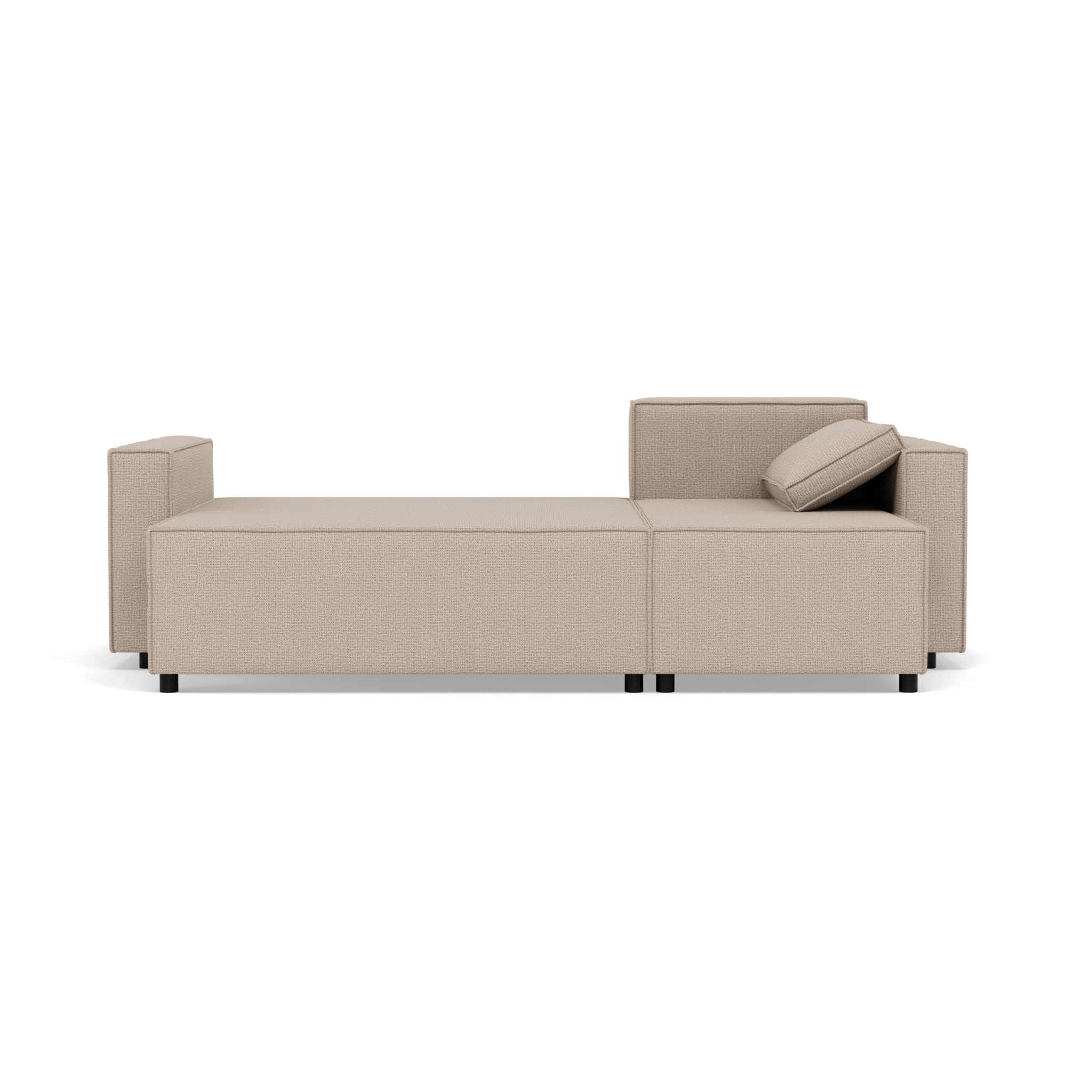 Jonas - canapé d'angle réversible 4 places convertible avec coffre en tissu texturé - Beige