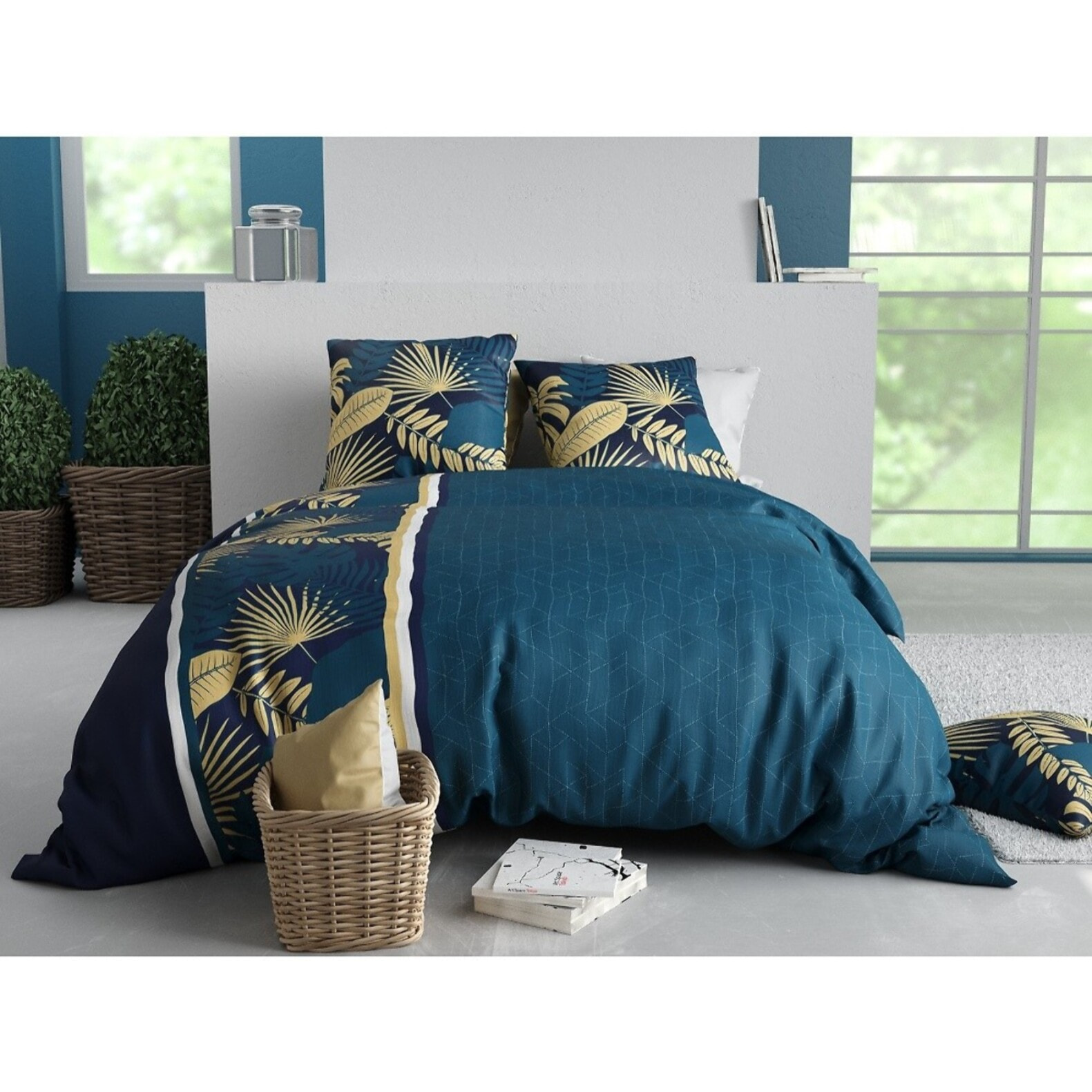 Parure housse de couette imprimée + 2 taies Tropeal