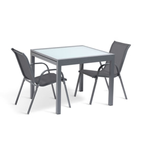 Table de jardin extensible en verre trempé 90-180cm