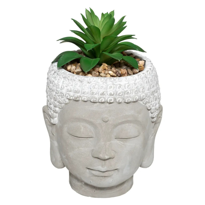 Plante artificielle Bouddha pot ciment H13,5cm