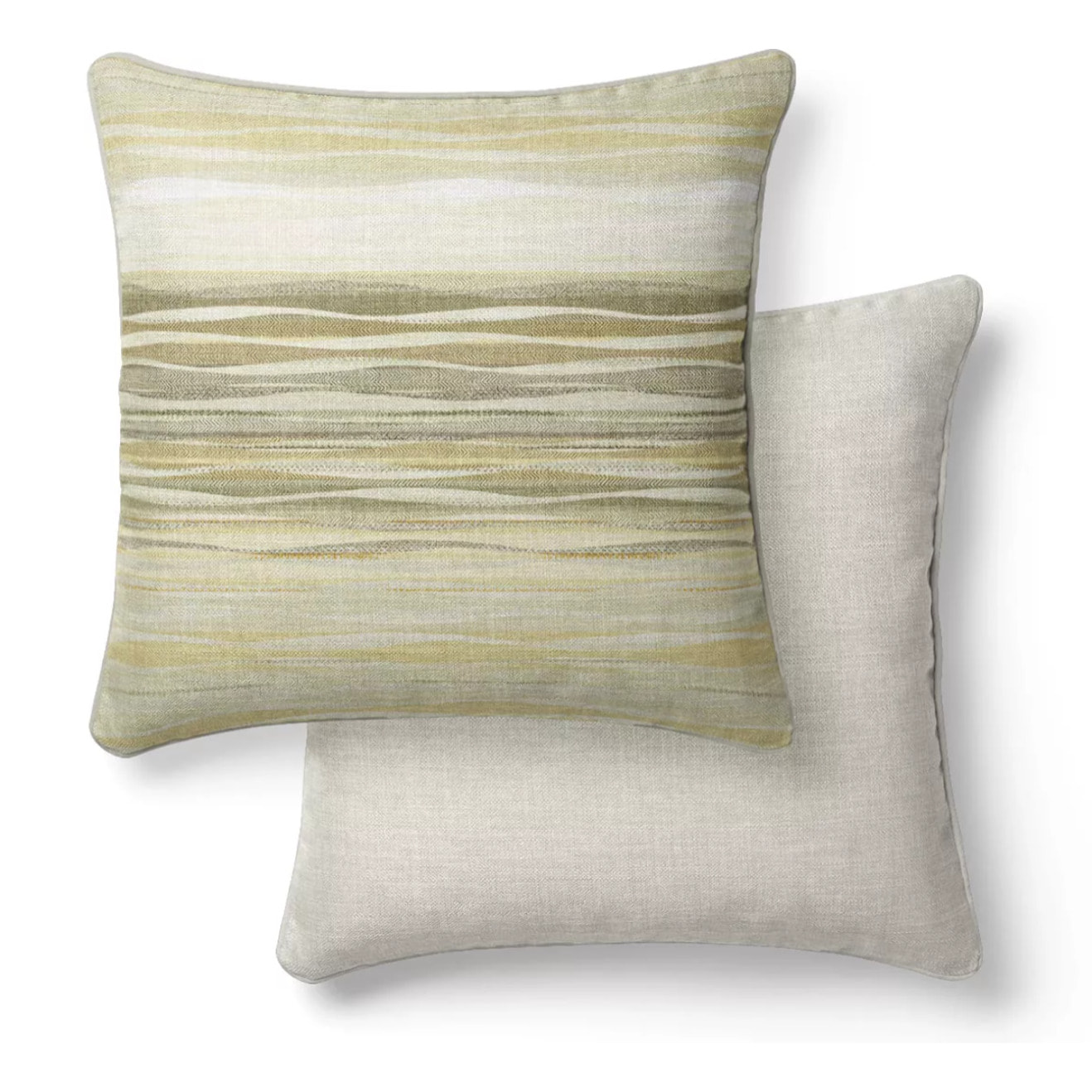 Lot de 2 taies satin de coton imprimé jaune ecru Strates limoni