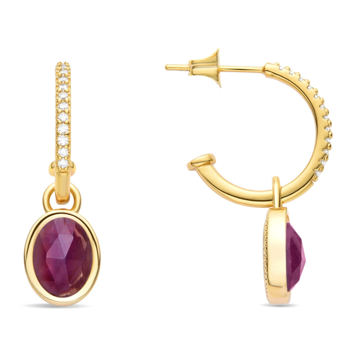 Pendientes de Cristal Morado acabados en oro amarillo de 18K