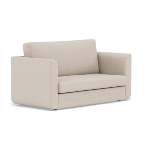 Isana - Canapé 2 places convertible déplimousse avec accoudoirs incurvés en tissu - Beige