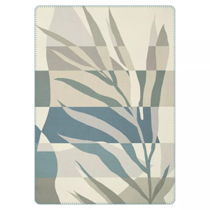 Plaid coton mélangé 415 g/m² motif jacquard bleu beige Versus aqua