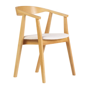 Chaises scandinaves bois clair et tissu effet laine bouclée blanc (lot de 2) BAHIA