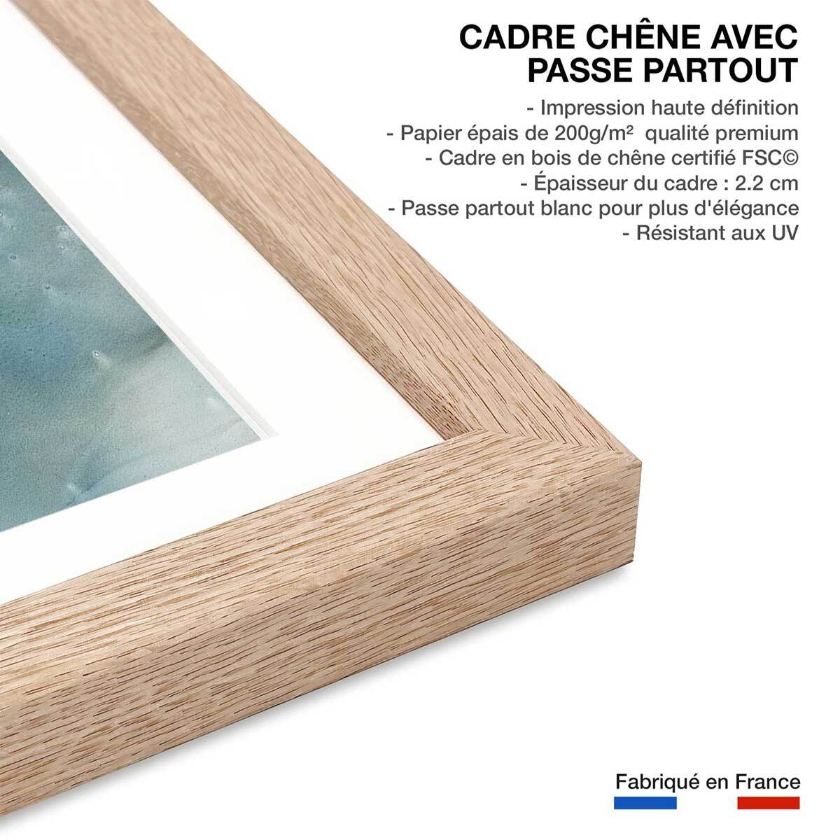 Poster rivière dorée Affiche + cadre en bois - Chêne