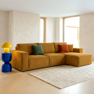 Canapé d'angle convertible 5 places en velours côtelé - HARPER