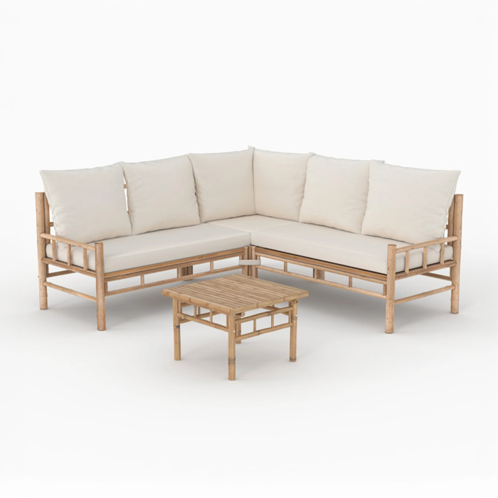 Salon de jardin 5 personnes en bambou - Vadella