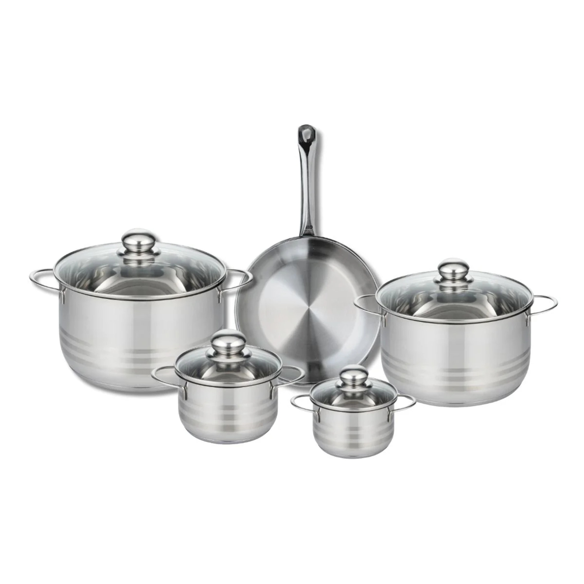Ensemble de 1 Poêle de cuisson 24 cm et 4 faitouts 12, 14, 20 et 24 cm Elo Profi Brillant