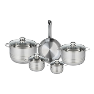 Ensemble de 1 Poêle de cuisson 24 cm et 4 faitouts 12, 14, 20 et 24 cm Elo Profi Brillant