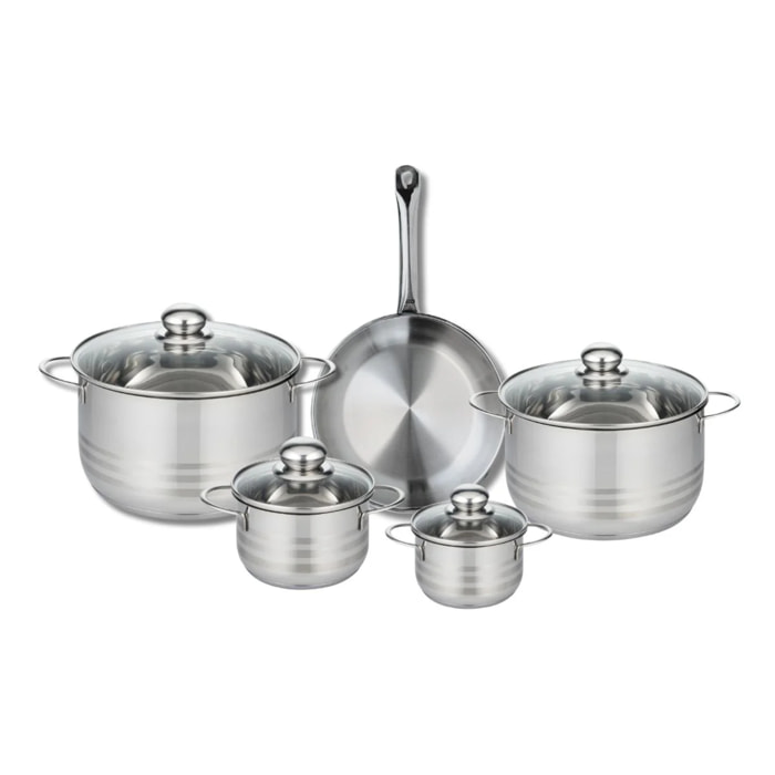 Ensemble de 1 Poêle de cuisson 24 cm et 4 faitouts 12, 14, 20 et 24 cm Elo Profi Brillant