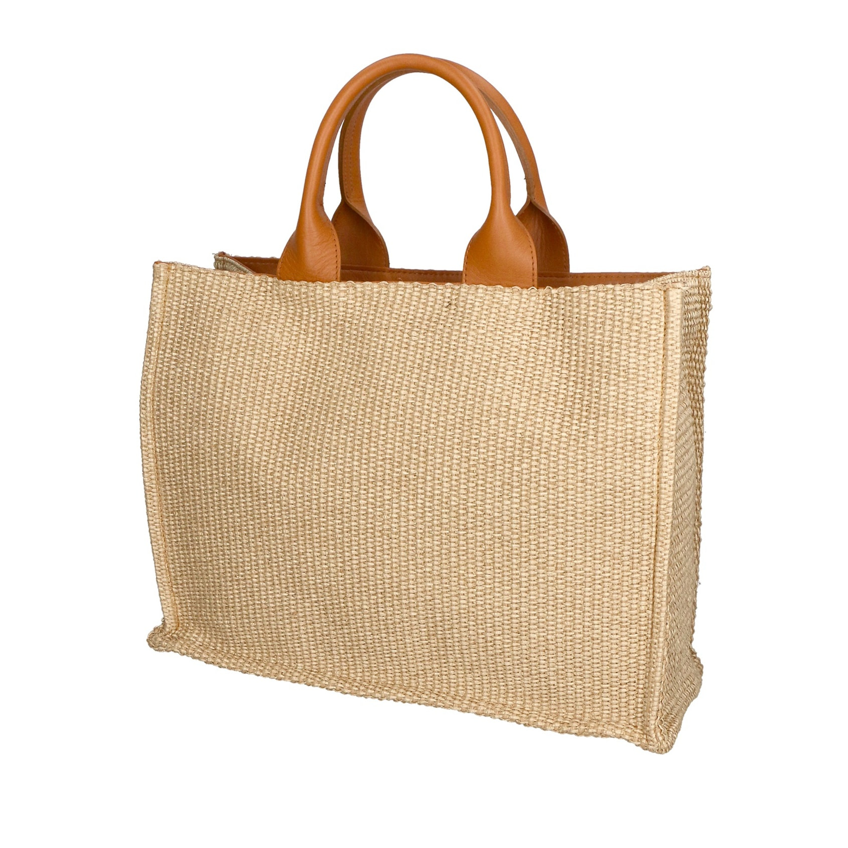 Borsa a mano da donna - Modello False - Misto pelle e tessuto - 31.0 x 41.5 x 15.5 cm