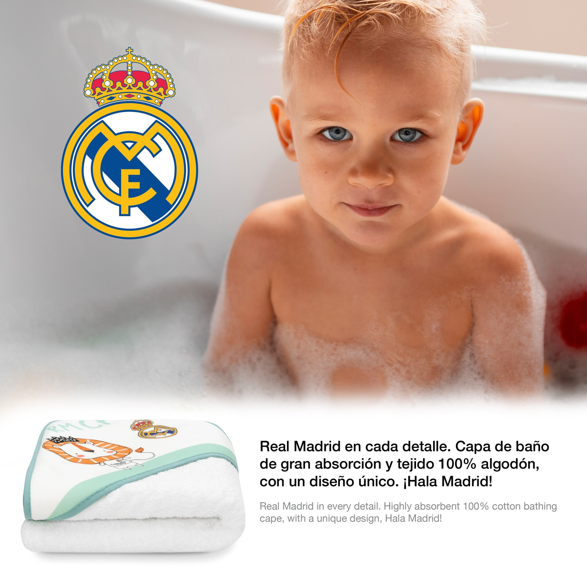 Capa de Baño 1X1 Real Madrid Leon Escudo Bco/Verde