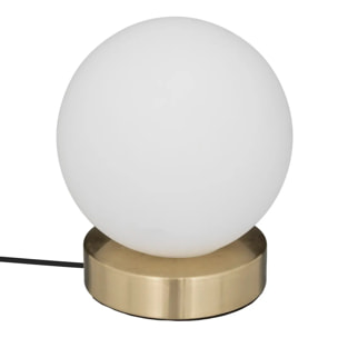 Lampe boule "Dris" - verre et métal - blanc - H16 cm