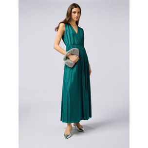 Oltre - Vestido largo de lurex plisado - Verde