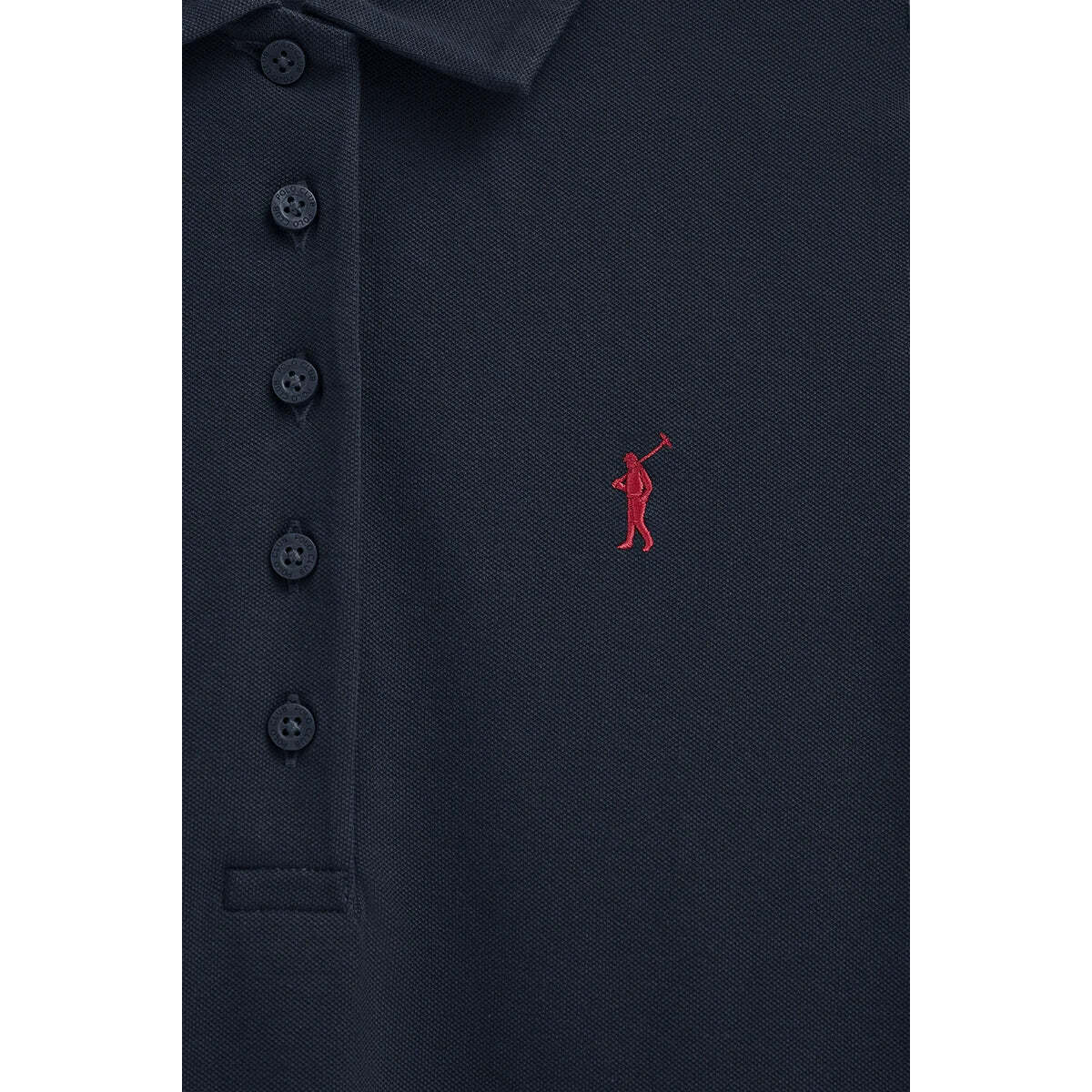 Vestido corto azul marino de manga corta con cuello polo y logo Rigby Go