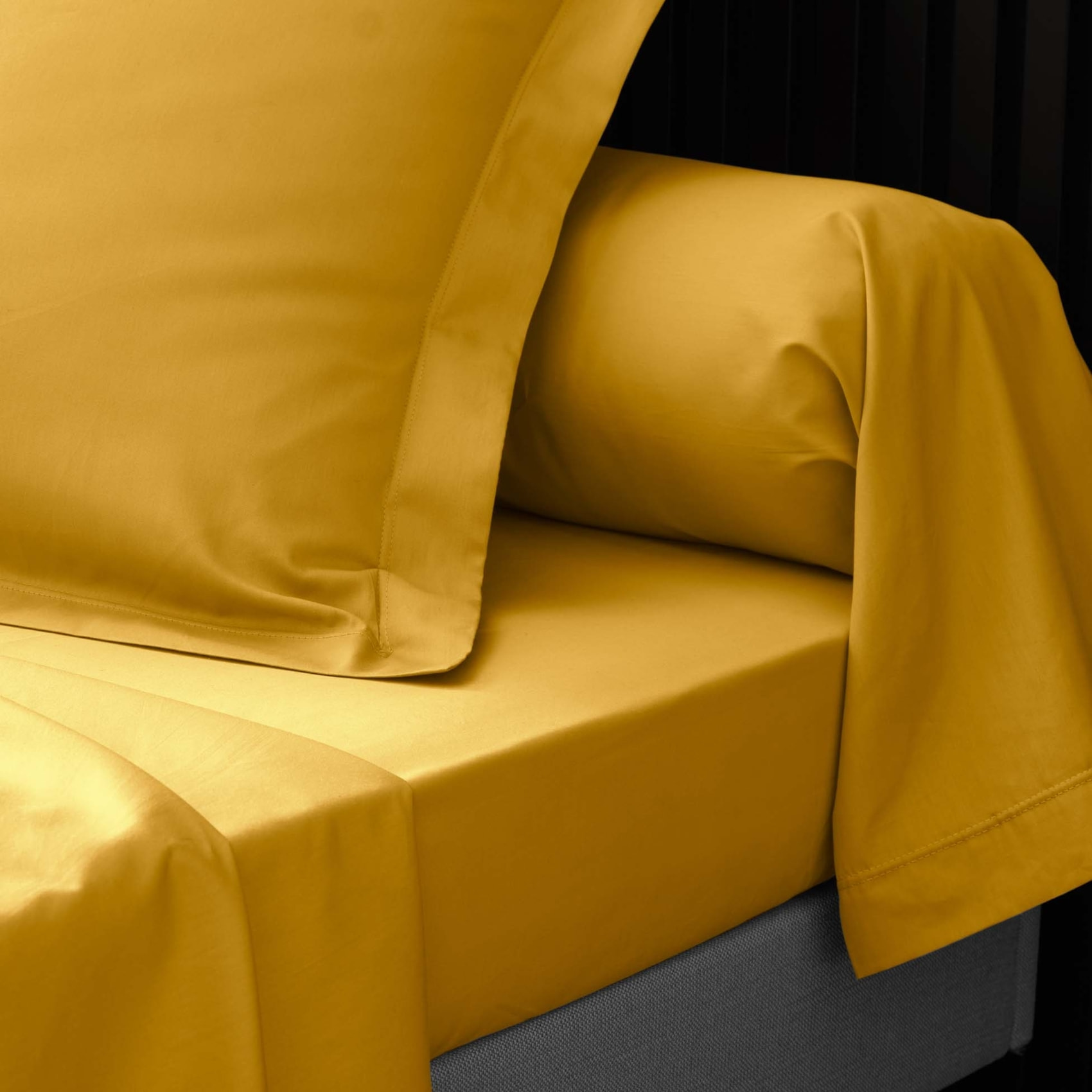Drap Housse Uni 100% Percale de Coton ORIGINE - Jaune Curry